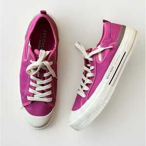 SKECHERS LA Size 11 Womens Magenta Canvas Platform Fashion Tennis Shoes